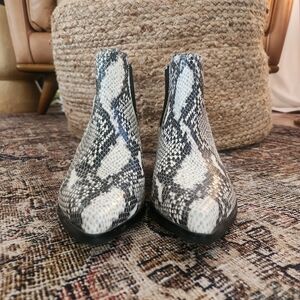 Blondo Black & White Snake-Print Ankle Booties
